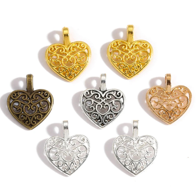5 Color Antique Silver Color Heart Charms Pendant for Jewelry Making Diy Bracelet Necklace 18*14mm A83