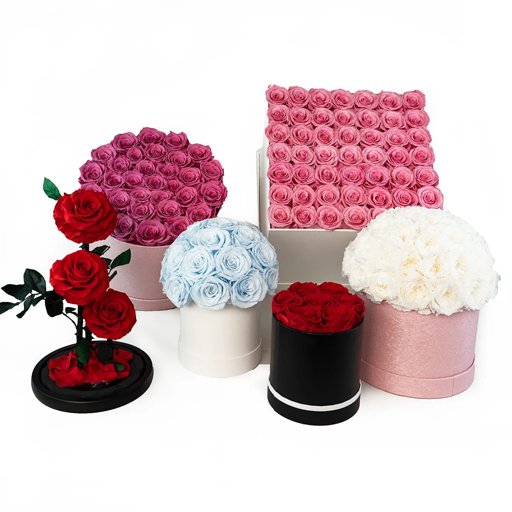 UKIQUEEN Valentine's Day Preserved Flowers Box Gifts Real Natural Rose Immortal Everlasting Long Life Forever Eternal Roses