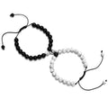 2Pcs/set White Black Couple Magnetic Bracelets Natural Stone Matching Bracelet for Lovers Couples  Bracelet Jewelry Gift
