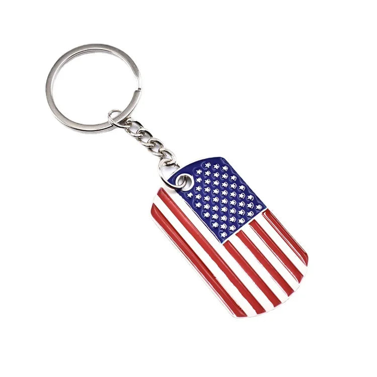 Wholesale America Flag Key Tag with Key Ring Custom Soft Enamel Metal Keychain