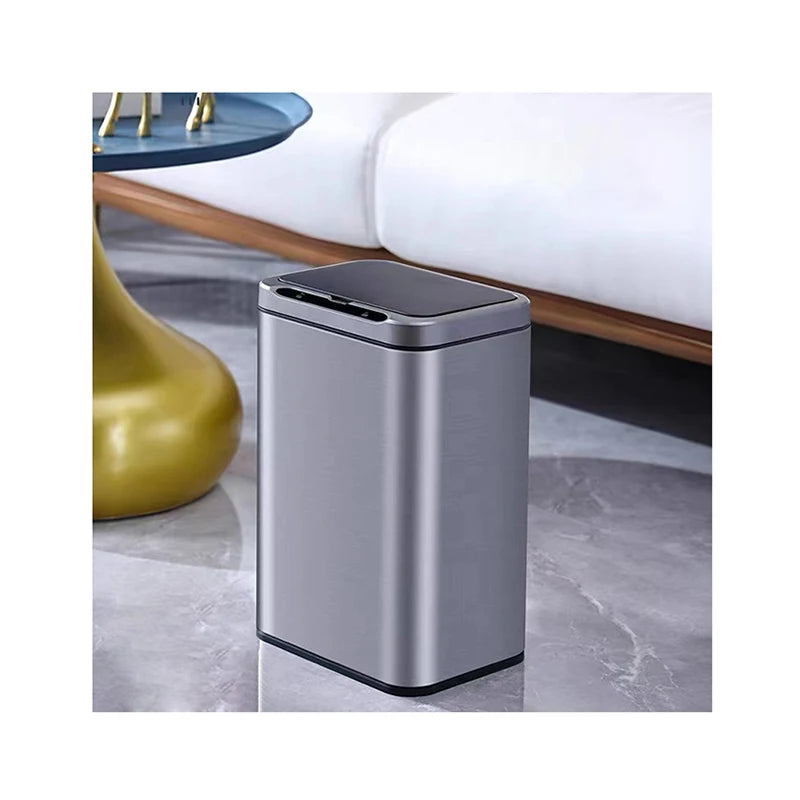 Touchless Rectangular Motion Sensor Trash Can Open Top Storage Bucket Household