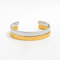 High End 18k PVD  Gold Plated Stainless Steel Hammered Chunky Cuff Bracelet for Women Wholesale Jewelry
