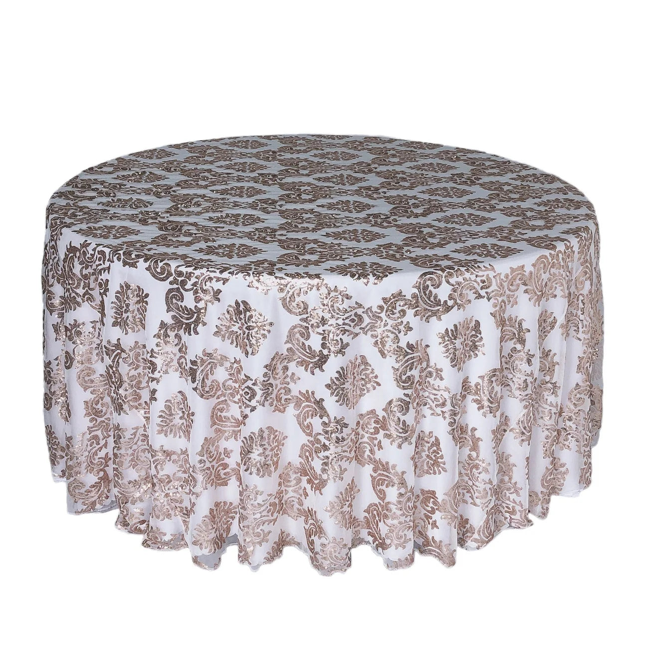3MM Rose Gold Sequin Embroidery Lace Table Cloth Overlay  for Wedding