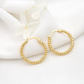 Wholesale 14K Gold Plated Round Brass Beaded Women's Jewelry Earrings Simple and Stylish Design Hoop Earring