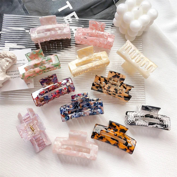 Hot Sale Rectangle Hairstyle Acetate Hair Claw Clips 7.5CM Size Barrette Hair Clip