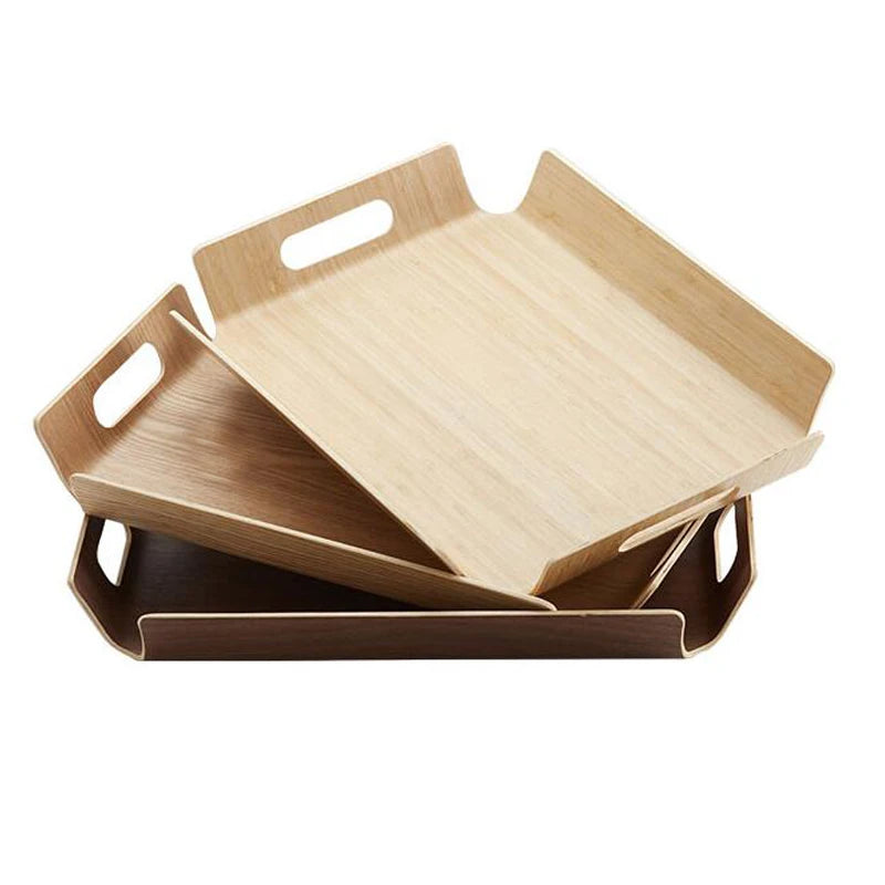 Whole Bamboo Wooden Serving Tray Set Food Breakfast Tray for Coffee Table Dinner Plate MegaBDM