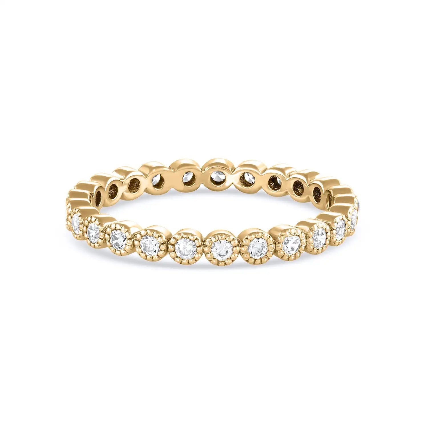 Best Seller 18K Gold Plated Sterling Silver 925 Clear Cubic Zirconia Eternity Band Ring Jewellery for Women