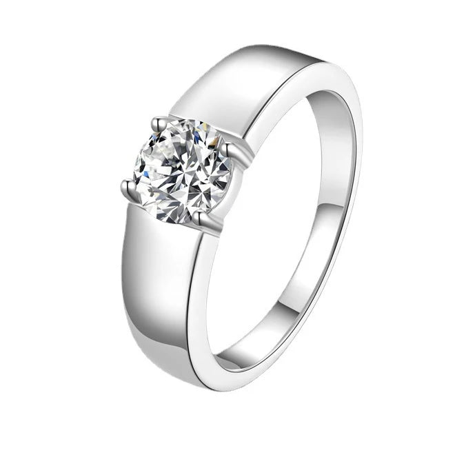 Fine Jewelry Jewelry Hot Sale 1ct VVS D Color Moissanite Solitaire Rings S925 Silver Ring for Men