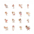Korean Women Zircon Star Flower Butterfly Brass Ear Studs Trend Wholesale Flash No Fade Rose 18k Gold Piercing Jewelry Earrings