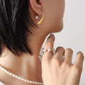 Trendy Minimalist Vintage Geometric 18K Gold Plated Hoop Earrings Irregular Shaped Stainless Steel Pearl for Party Occasions