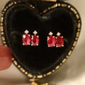 Aimgal Fine Jewelry NGTC Certified AU750 18K Gold Stud Earrings 0.35ct Mozambique Ruby Women's Trendy Gift Weddings