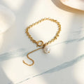 French retro ins luxury tassel baroque freshwater pearl bracelet female bracelet titanium steel pulsera de acero inoxidable