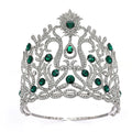 Luxury Alloy Round Adjustable Bridal Tiara Crystal Rhinestone Beauty Elegant Pageant Crowns for Wedding & Prom Larger Tall