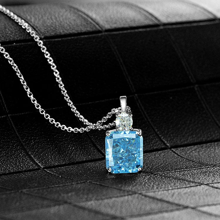 Zhanhao Solid 9*10mm S925 Sterling Silver Necklace Custom Necklace Radiant Cut Yellow Zircon for Women Girls