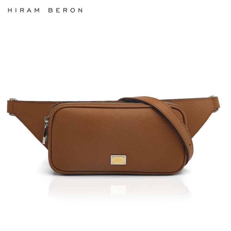 Hiram Beron Luxury Mini Style Crossbody Designer RFID Blocking OEM ODM Wholesale Italian Saffiano Leather Belt Bag for Men