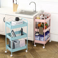 3-Tier Kitchen Rolling Metal Storage Organizer Mobile Utility Cart with Caster Wheels Double Tiered Kitchen Cart