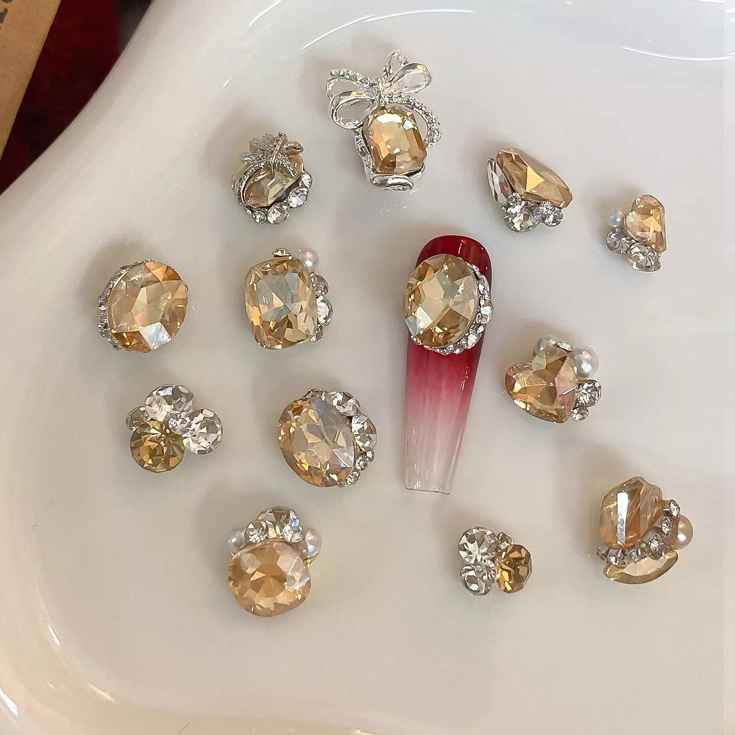 Nail Accessories Alien K9 Sharp Bottom Water Drop Love Bow Stacked Diamond Nail Decoration Alloy Diamond Decoration