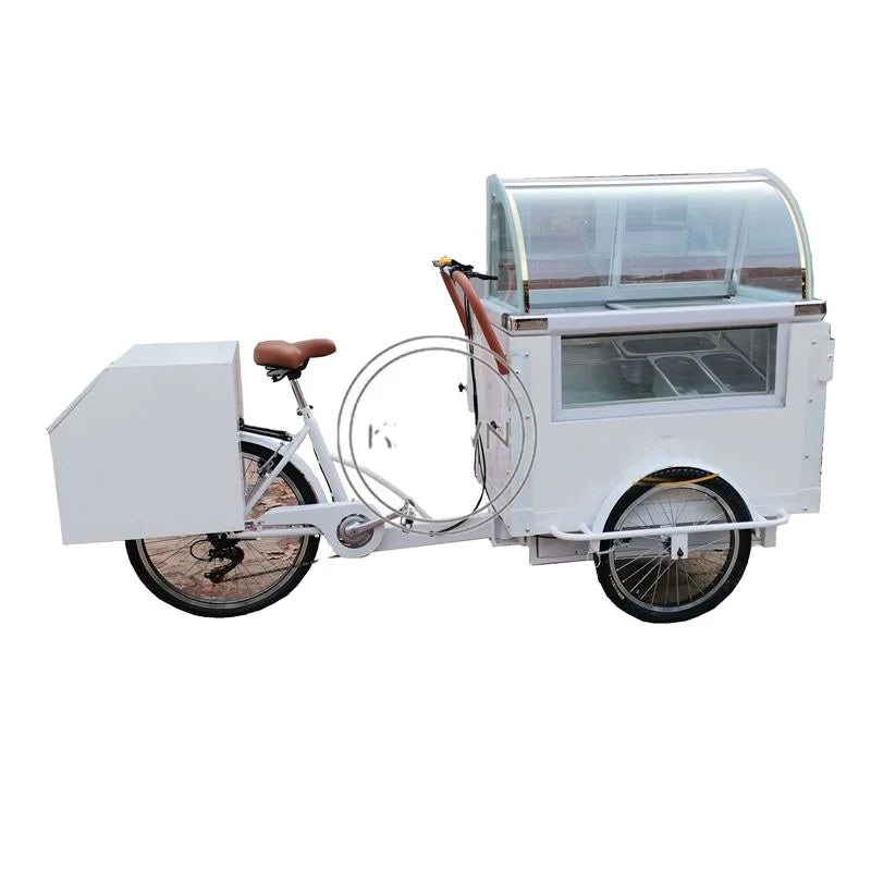2025 Front Load 3 Wheels Electric Tricycles Adult Cargo Bike Bicycles Mobile Ice Cream Food Cart Freezer Tricycle