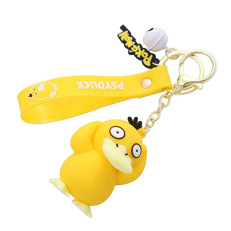 Wholesale Soft PVC Duck Keychain 3D PVC Rubber Keychain Poke Mon Cartoon Duck Keyring