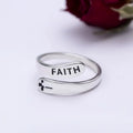 Minimalist Jewelry Simple Custom Word Curved Geometric Open Rings Silver Stainless Steel Hollow Cross Finger Ring