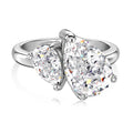Dylam Classic Dainty Design 925 Sterling Silver Rhodium Plated Double Stone 8A Crushed Iced Out Cut Cubic Zirconia Jewelry Rings