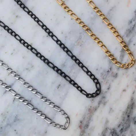 In Stock Never Fade Custom Size Gold Plated Stainless Steel Figaro Chain Necklace