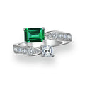 2022 New Design Custom Made 925 Silver Gold Plated  Green 5x7mm 1CT Vvs Lab Grown Emerald Rings