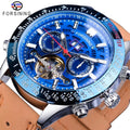 Forsining 2025 Big Dial Tourbillion Brown Leather Belt Calendar Automatic Mechanical Wrist Watch Top New Luxury Male Clock