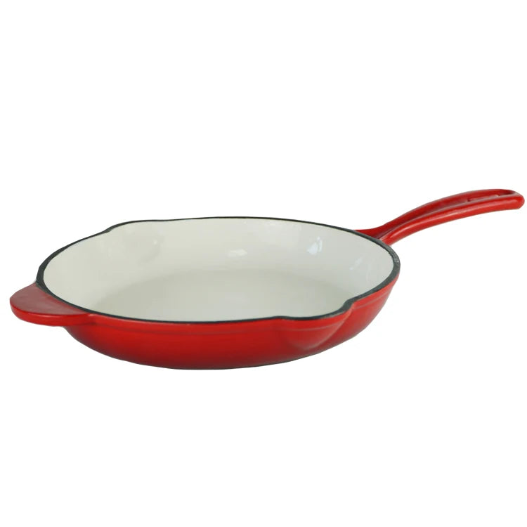 Factory Wholesale ODM Chuihua Multifunct NonStick  Round Red Color Frying Pan Cast Iron Enamel Skillet