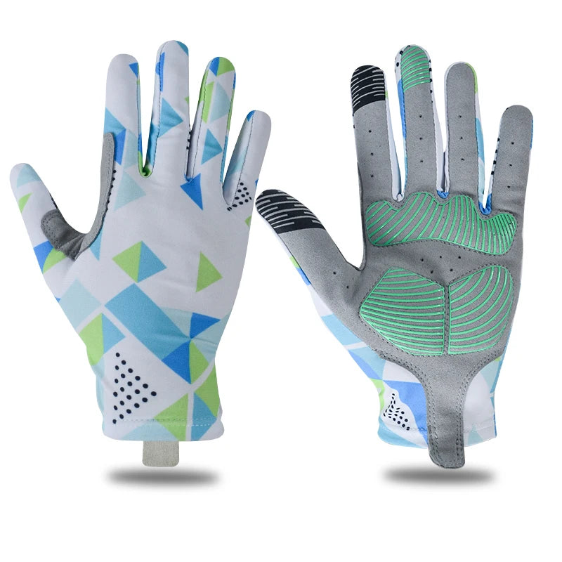 Summer Full-Finger Road Bike Cycling Gloves with Anti-Slip Silicone Palm Touch Screen Compatible Mountain Bike Gloves