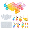 YS Honeycomb Charm Keychain House Number Pendants Mold Bee Honeycomb or Necklace Bracelet DIY Crafts Jewelry Making Accessories