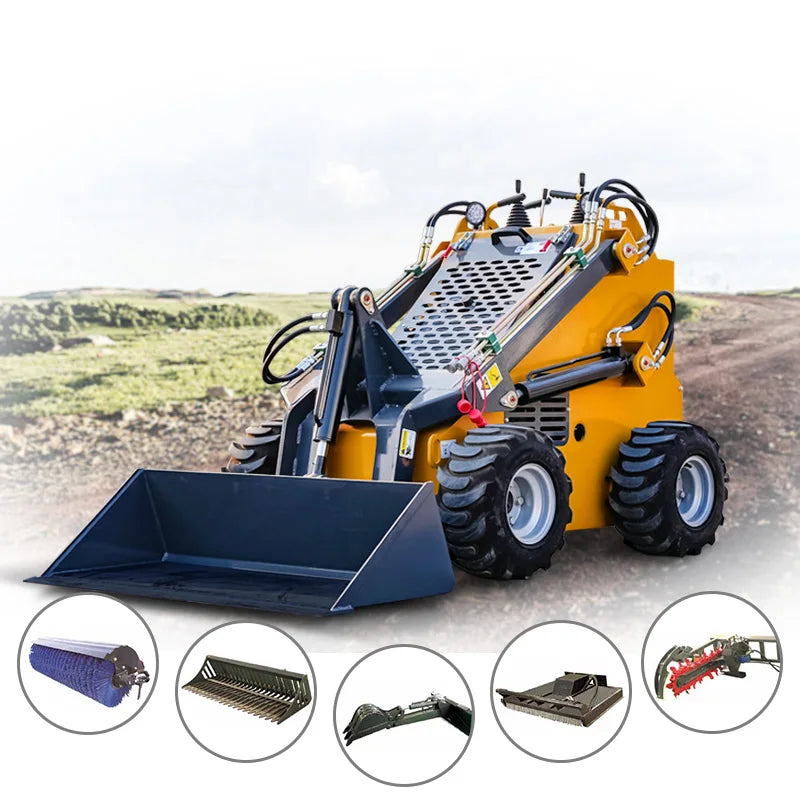 FREE SHIPPING Wheel Skid Steer Loader CE EURO 5 EPA Stand on Skid Steer Compact Mini Skid Steer
