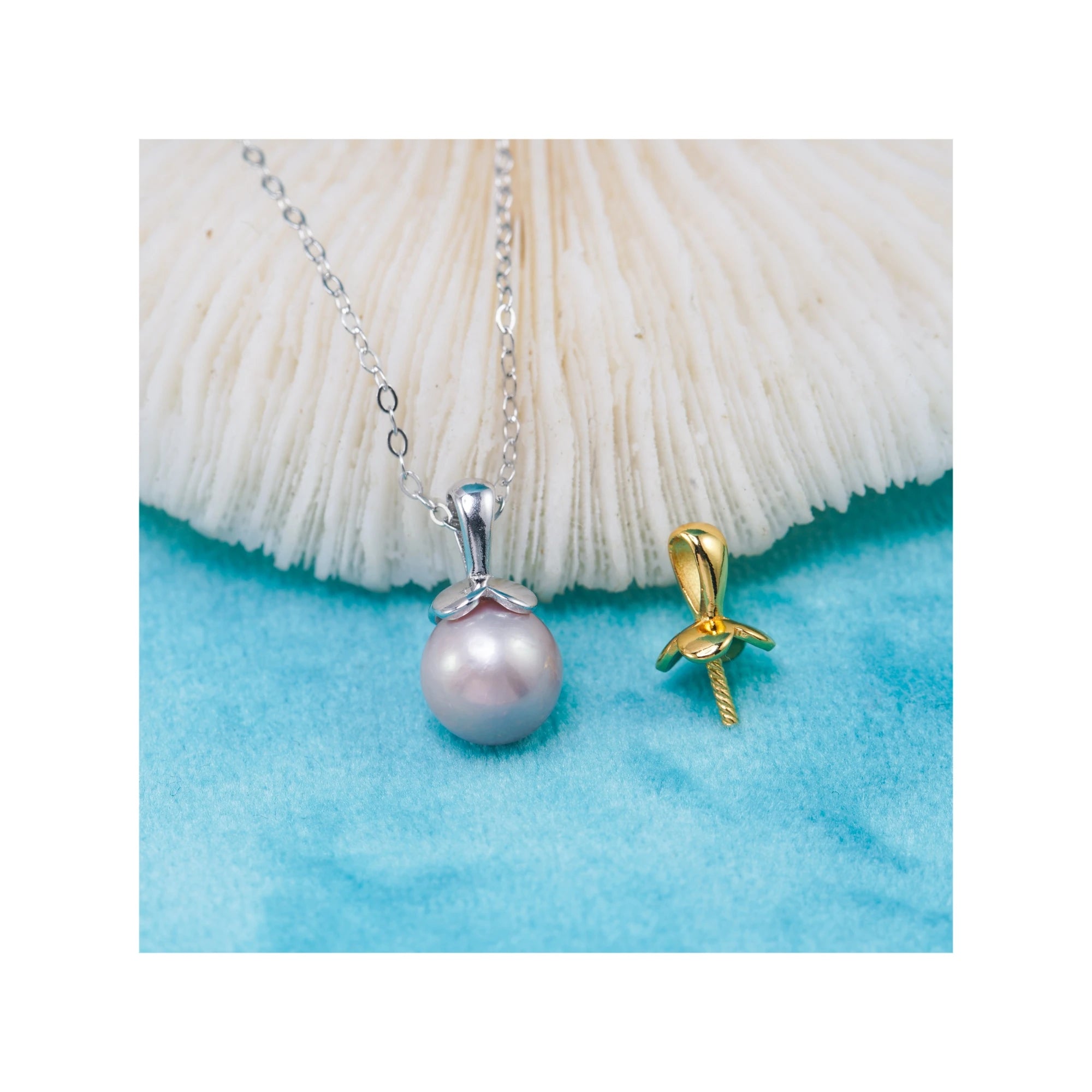 P011082  DIY 6-8mm Natural Freshwater Pearl Pendant Accessory 925 Sterling Silver Engagement Jewelry Necklace for Women