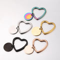 Stainless Steel Customized Keychain Metal Blank Stamping Disc Mirror Polish Hang on Round Charm  Heart Key Chains