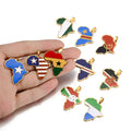 Africa Map Shaped Pendant Stainless Steel Necklace with National Flag Handmade Patriotic Necklace for Party Gift School Award