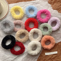 Wholesale Custom Simple Minimalist Elastic Polyester Faux Fur High-quality Scrunchies 16 Colors Women Hair Ties Accessories