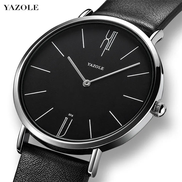 Yazole 506 Reloj  Watch Men Waterproof Ultra Thin Quartz Watch for Men Fashion Simple Black Men Watch Male Wristwatch Montre Hom