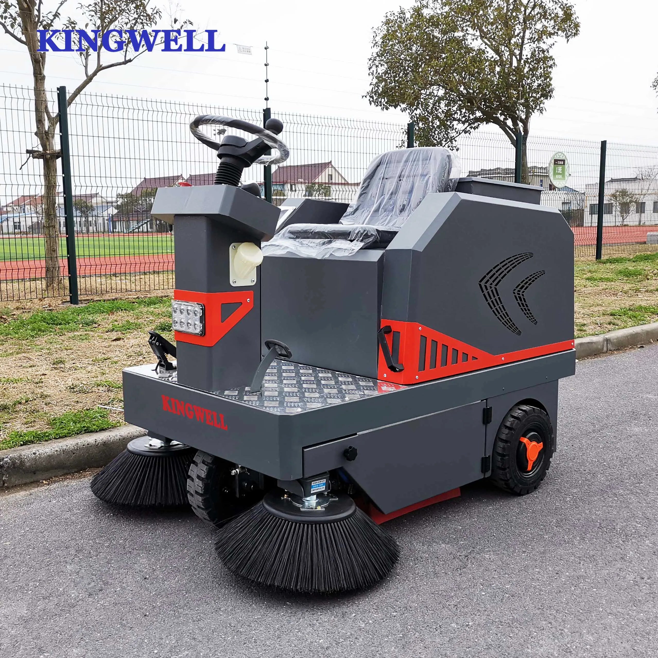 KW-1200 Ride on Electric Sweeper Vacuum Cleaner Sweeping Machine Battery Road Sweeper Street Sweeper Machine