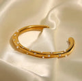 Fashion Bangles Trend 18K Gold Plated Mini Pearls Cuff Bracelets Stainless Steel Pave Zircon Open Cuff Bangle Women