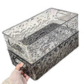 Luxury Transparent Metal Grain Storage Box Double Rectangular Plastic Household Organizer for Cosmetics Desktop Living Room Use