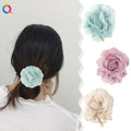 Soft Chiffon Hair Tie Scrunchies with Peony Flower   Scrunchy Chouchou  Charming Woman Hair Accessory