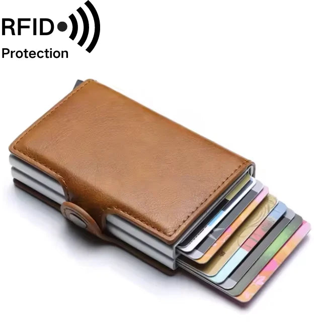 RFID Blocking Card Holder - Leather Card Case [2 Boxes] Rfid Cards Wallet with Magnetic Shut