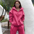 Custom logo Oversized Half Zip Pullover Sweatshirts Women Winter Fleece Baggy Drop Shoulder Sweatshirt Women Jumper