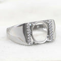 Sterling Silver 8*10mm Semi Mount Men's Ring Frame Empty Blank Claw Setting S925 Base Holder Without Center Stone for DIY Inlay