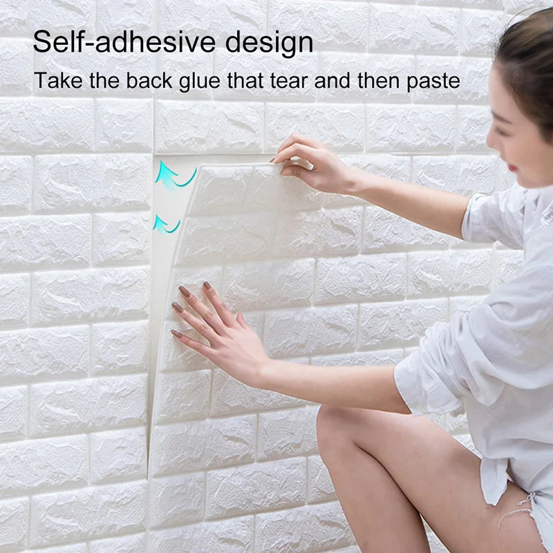 Epsilon Sofa Background Wall 3d Brick Wall Stickers Self-adhesive Panel Decal Pe Wallpaper - Peel 3d Brick Wall Stickers Self-adhesive