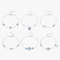 Pure 925 Sterling Silver Luxury Fine Jewelry Turquoise Blue Evil Eyes Clear Cubic Zircon Crystal Link Chain Bracelet for Women