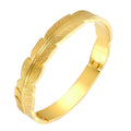 Earthy Natural Rustic Feather 18k Gold Plated Stainless Steel Jewelry Minimalist Textured Bangle for Women