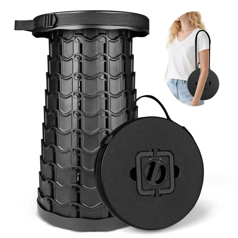 Patent Owner New Design Adjustable Plastic Folding Camping Stool  Foldable Outdoor Round Telescopic Camping Chair