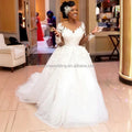 New Arrival Wedding Dress Luxury Elegant Beaded Embroidery V-neck Long Sleeve Detachable Long Train Bridal Gown
