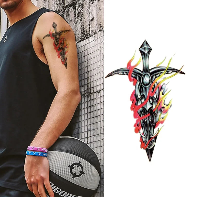 Decoration Special Markings Deer Fish Cross Tattoos Arms Sleeve Temporary Custom Tattoo for  Waterproof Tattoo Stickers